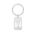 Brushed silver metal keychain featuring a hollowed-out letter M on a rectangular tag - Letter W