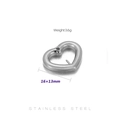 Silver hollow heart-shaped stainless steel jewelry pendant measuring 16x13mm and 3.6g - Small Heart Charm (KLJ4924-Z)