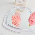 Pink and white marble acetate hair claw clip for girls, shown on a heart mirror surface - 3.5cm / Orange Pink