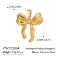 Detail view of 18K gold plated stainless steel bow pendant with dimensions and weight specs - Textured Bowknot (YYAC025064)