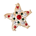 Detailed view of a gold star brooch with red and green crystals for Christmas outfits - Christmas Flower