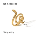Adjustable snake-shaped ring in 18K gold plated stainless steel with scale texture - Bionic Scale Spiral Style (NB-R2023006)