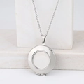 Polished silver stainless steel round photo locket pendant necklace for women - Concave Round 27*27/Steel