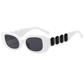 Retro white square sunglasses with dark lenses and black faceted gemstone temples - White Frame Dark Grey Lens