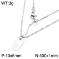 Silver square pendant necklace with letter G engraving and box chain for women - Silver Letter G Style (KN293673-Z)