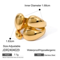 Minimalist double-layer adjustable 18k gold plated ring with organic water drop design - Adjustable / Gold Waterdrop Streamline Adjustable Style (JDR2404029) / Gold