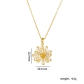 Collar de girasol dorado con pétalos de circón, tamaño 22,7 mm x 20,1 mm, peso de 4,5 g - Circón Blanco Dorado