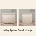 Creamy Apricot PU leather squeeze pouch with spring closure in small and large sizes - Small + Large / Milk Apricot White