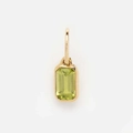 Emerald cut emerald green gemstone pendant with gold-plated setting for necklaces - August Pendant-Olive Green