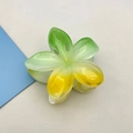 Frangipani hair claw clip with green and yellow gradient marble texture resin - Frangipani Hair Clip / 8x7x4cm / Green and Yellow Gradient