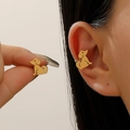 Minimalist gold sitting dog ear cuff for non-pierced ears made of stainless steel - 18K Gold Tone - Sitting Dog Silhouette Style (Z-150)