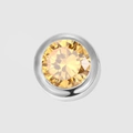 Polished stainless steel round pendant with a brilliant yellow bezel-set rhinestone - Birthstone Pendant / November Jonquil-Silver Color