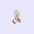 Cute bunny and carrot enamel keychain with golden heart clasp on lavender background - Small Carrot Rabbit