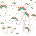 Regenbogen und Wolken Thema Party Tischdecke mit bunten Sternen und Herzmustern - 130x220cm / Regenbogen Wolke
