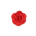 Detalle de flor de camelia de satén rojo hecha a mano para accesorios de cabello y ropa - Rojo