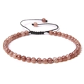 Adjustable reddish brown natural stone beaded bracelet with black woven cord - Red Aventurine