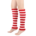 Winter chunky knit leg warmers in red and white stripes for JK style look - Red and White Striped