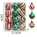Set di 12 palline di Natale da 6cm rosse verdi e bianche con decorazioni a righe e glitter - Modello misto 3 colori Stile B (Grande)