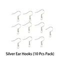 Lot de 10 crochets d'oreilles argentés pour création bijoux DIY avec spirale et boucle - Crochets d'Oreilles Argentés 10pcs