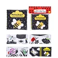 Black and white sensory soft cloth book for infants featuring various insect patterns - Insect
