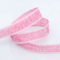 Pink faux linen ribbon with scalloped lace edges for DIY gift wrapping and floral decor - 1.5cm Width 10 Yards / Pink