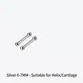 Set of 4 pairs of 999 sterling silver stud earrings for cartilage piercing 6-7mm - Silver / 6-7MM