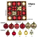 44-piece Christmas ball set in red and gold with reindeer patterns and star ornaments - 616-37 (Red Gold Deer Snow - 44pcs) / 3+6cm