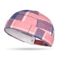 Berretto docker a quadretti rosa e blu con cinturino regolabile e fibbia in metallo - Rosa