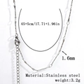 Silver stainless steel snake bone chain necklace in 1.6mm width with silver finish - 1.6mm Textured Bar Chain - Silver