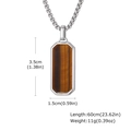 Detalle del colgante de hombre en acero inoxidable con ojo de tigre y dimensiones - Solo colgante / Estilo Ojo de tigre (sin cadena)
