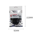 Heart-shaped black powder puff in a silver sealed packaging bag measuring 153MM by 95MM - OPP Bag Packed/1pc / Black