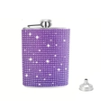 Sparkling purple rhinestone stainless steel hip flask with funnel for outdoor travel - Purple