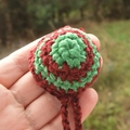 Handmade red and green knitted nose warmer cozy gift for winter outdoor protection - Universal Tied Size / Red and Green Stripe