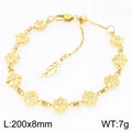 Minimalistische gouden roestvrijstalen armband met bloembedels en heldere kristallen - Wit (KB210351-GC)
