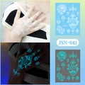 Luminous butterfly tattoo sticker JSN-041 with white day and blue night glow effect - JSN-041 (Luminous Mandala White to Blue)