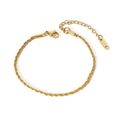 Vue détaillée de la chaîne corde en acier plaqué or 18k avec fermoir mousqueton ajustable - Chaîne de Corde (TB5003) / Or
