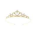 Serre-tête couronne de princesse cœur doré avec strass blancs pour fête de naissance - Couronne dorée à courbe de cœur symétrique (Style 50)