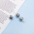 Antique silver plated round beads with floral engraving for DIY jewelry making - Relief Scrolling Pattern Round Bead (16464) / 1 Piece/Pack (7.5x8mm) / Antique Silver