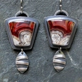 Vintage geometric enamel leaf drop earrings with retro ethnic style for women - S547 Red Agate Style