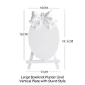 White gypsum oval jewelry display tray with 3D bow detail and tripod stand - Large Bowknot Gypsum Oval Stand Vertical Tray