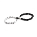 8mm black onyx and white turquoise stone beaded magnetic bracelets for couples set - Round Bead Magnetic / White Turquoise and Matte Stone