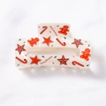 White Christmas hair claw clip with gingerbread man and candy cane patterns - Gingerbread Man (Small) (D19-4-7)