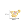 Gold heart-shaped stud earring with colorful zircon stones and size dimensions - Planet Heart Style (3# Gold)