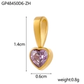 DIY heart shaped purple zircon pendant with gold plated setting and 1.4cm length - Heart - Deep Purple