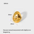 Macro shot of 18K gold plated lava-style irregular ring with 30mm size dimensions - Irregular Fluid (DFR181)