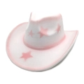 Cappello da cowboy in feltro di lana bianco e rosa con motivo a stella e tesa larga moda - M(56-58cm) / Bianco