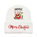 Dettaglio del berretto bianco lavorato a maglia per Natale con stampa cartoon e testo - Bianco-Stile B