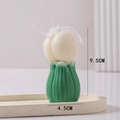 Vela aromática de tulipán blanco con tallo verde y lazo blanco, mide 9,5cm x 4,5cm - Blanco con hoja verde oscuro