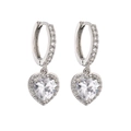 Silver-plated heart-shaped hoop earrings featuring micro-pave cubic zirconia and crystal - Platinum White Zirconia