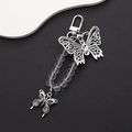 Silver butterfly keychain with crystal beads and metal pendant for DIY accessories - Charm / K853 Butterfly Door Buckle (Double Butterfly)
